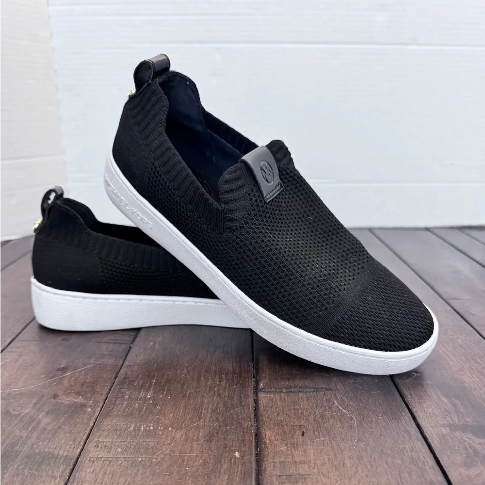 Michael Kors Juno Women's Knit Slip-On Sneaker Shoe Women’s 8 Black Stretch